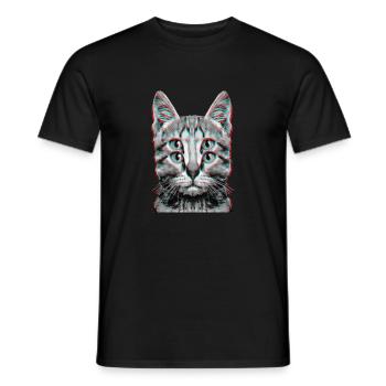 Glitch Weird Cat Kitten Optical Illusion - Men's T-Shirt - black - Front - AI Model Male 178 light (178cm)