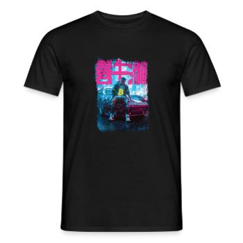 Streetwear Bitcoin Racing - Men's T-Shirt - black - Front - AI Model Male 178 light (178cm)