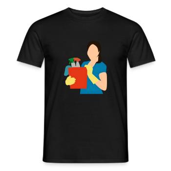 putzen cleaning putzfrau broom wischmop38 - Männer T-Shirt - Schwarz - Vorne - AI Model Male 178 light (178cm)