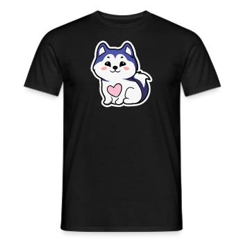 Husky süßes Herz Hund Geschenk Malamute - Männer T-Shirt - Schwarz - Vorne - AI Model Male 178 light (178cm)