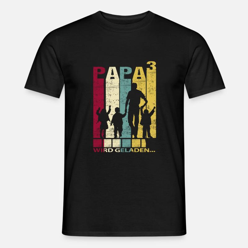 Papa Vater von 3 Kinder Drillinge Söhnen Mädchen - Männer T-Shirt - Schwarz
