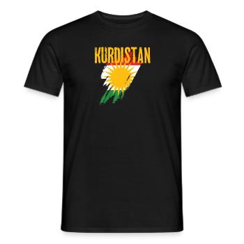Kurdistan Kurdische Flagge 2023 - Männer T-Shirt - Schwarz - Vorne - AI Model Male 178 light (178cm)