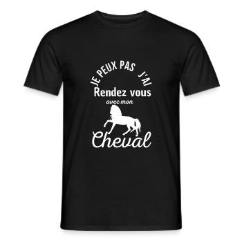Je peux pas j'ai rendez vous avec mon cheval - T-shirt homme - noir - Devant - AI Model Male 178 light (178cm)
