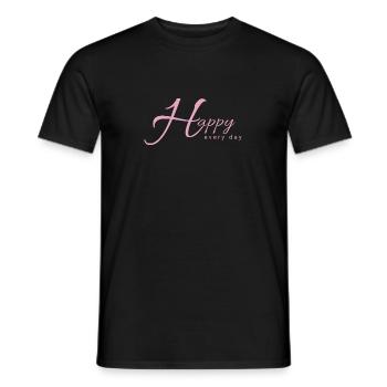 Glücklich - Männer T-Shirt - Schwarz - Vorne - AI Model Male 178 light (178cm)