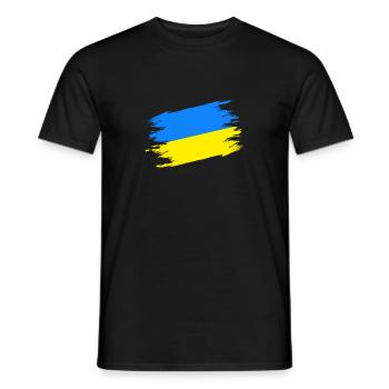 Drapeau ukrainien Coup de pinceau bleu et jaune - T-shirt homme - noir - Devant - AI Model Male 178 light (178cm)