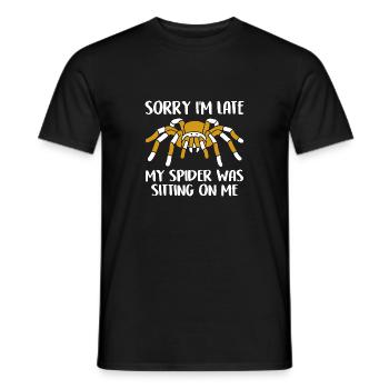 Meine Spinnen saß auf mir lustiger Spinnenspruch - Männer T-Shirt - Schwarz - Vorne - AI Model Male 178 light (178cm)