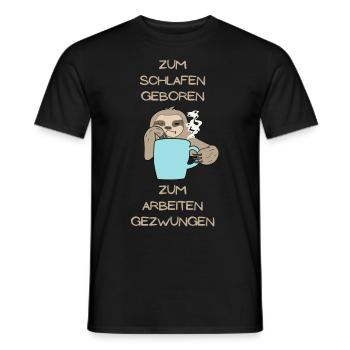 Zum schlafen geboren Faultier lustiger Spruch - Männer T-Shirt - Schwarz - Vorne - AI Model Male 178 light (178cm)