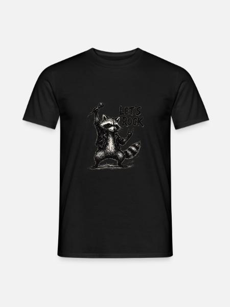Waschbär „Let’s Rock“ – Tierisches Rock-Motiv - Männer T-Shirt - Schwarz