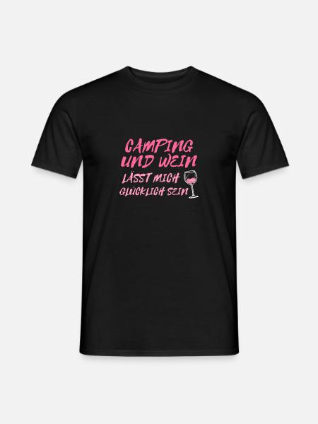 Camping und Wein - Männer T-Shirt - Schwarz