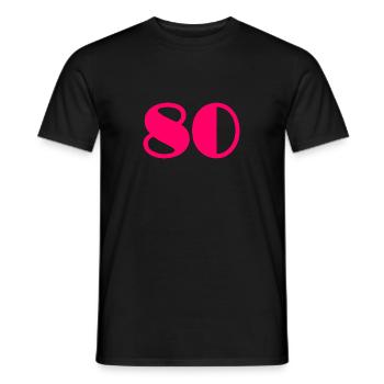80. 80 YEARS. 80TH ANNIVERSARY. BIRTHDAY 80 YEARS. - Men's T-Shirt - black - Front - AI Model Male 178 light (178cm)