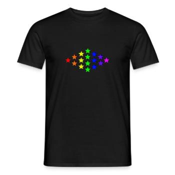 Sterne bunt Regenbogen Geschenkidee - Männer T-Shirt - Schwarz - Vorne - AI Model Male 178 light (178cm)