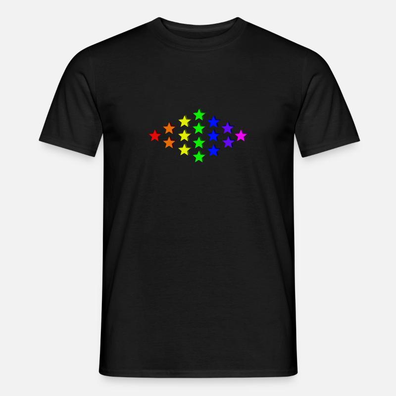 Sterne bunt Regenbogen Geschenkidee - Männer T-Shirt - Schwarz