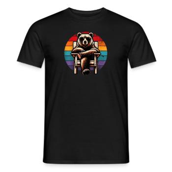 Cool Retro Bear in Sunglasses 70s 80s 90s - Men's T-Shirt - black - Front - AI Model Male 178 light (178cm)