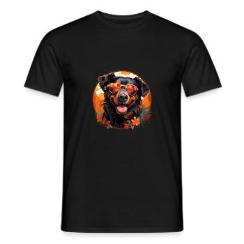 Cooler Hund mit Sonnenbrille im Hawaii Style - Männer T-Shirt - Schwarz - Vorne - AI Model Male 178 light (178cm)