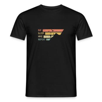 eat sleep hike repeat - Men's T-Shirt - black - Front - AI Model Male 178 light (178cm)