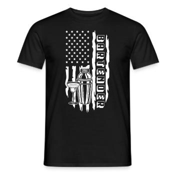 Bartender American Flag- Barkeeper - Men's T-Shirt - black - Front - AI Model Male 178 light (178cm)