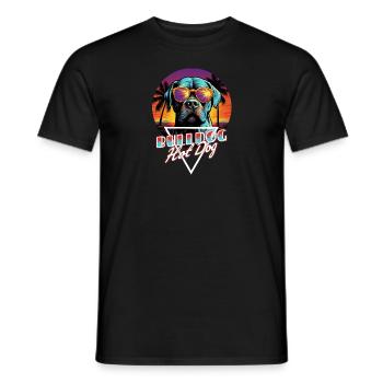 Retro Wave American Bulldog Hot Dog Shirt - Männer T-Shirt - Schwarz - Vorne - AI Model Male 178 light (178cm)