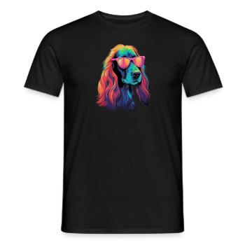 Retro Wave Afghan Hound Dog Shirt - Männer T-Shirt - Schwarz - Vorne - AI Model Male 178 light (178cm)