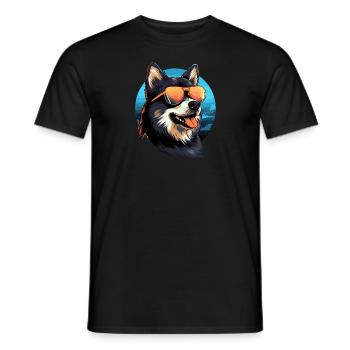 Retro Wave Akita Dog Shirt - Men's T-Shirt - black - Front - AI Model Male 178 light (178cm)