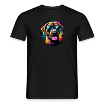 Retro Wave Boxer Dog Shirt - Men's T-Shirt - black - Front - AI Model Male 178 light (178cm)