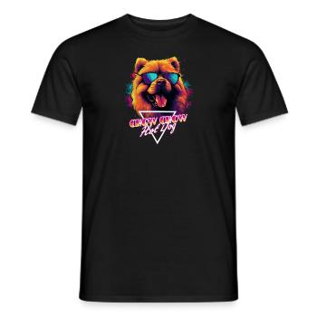 Retro Wave Chow Chow Hot Dog Shirt - Männer T-Shirt - Schwarz - Vorne - AI Model Male 178 light (178cm)