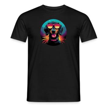 Retro Wave Dachshound Dog Shirt - Men's T-Shirt - black - Front - AI Model Male 178 light (178cm)
