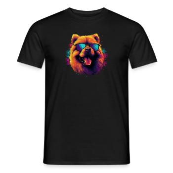 Retro Wave Chow Chow Chemise pour chien - T-shirt homme - noir - Devant - AI Model Male 178 light (178cm)