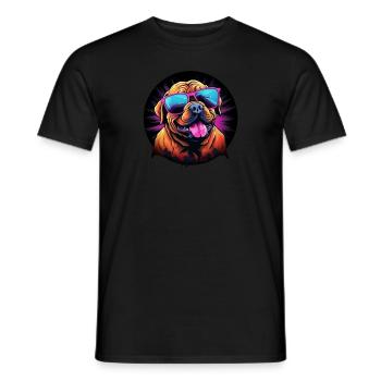 Chemise Retro Wave Dogue de Bordeaux pour chien - T-shirt homme - noir - Devant - AI Model Male 178 light (178cm)