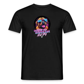Chemise Retro Wave Dogue de Bordeaux Hot Dog - T-shirt homme - noir - Devant - AI Model Male 178 light (178cm)