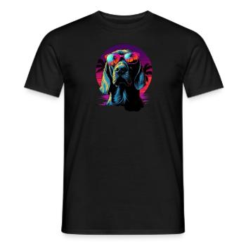 Retro Wave Bloodhound Dog Shirt - Men's T-Shirt - black - Front - AI Model Male 178 light (178cm)
