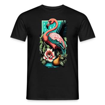 Ambiance estivale du flamant rose américain - T-shirt homme - noir - Devant - AI Model Male 178 light (178cm)