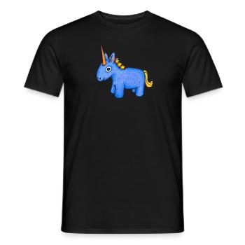 Dessin de câlin de licorne - T-shirt homme - noir - Devant - AI Model Male 178 light (178cm)
