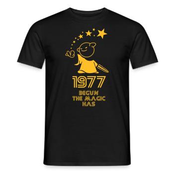 1977 - - T-shirt homme - noir - Devant - AI Model Male 178 light (178cm)
