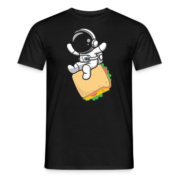 Sandwich Fast Food Astronaut Astronomy - Men's T-Shirt - black - Front - AI Model Male 178 light (178cm)
