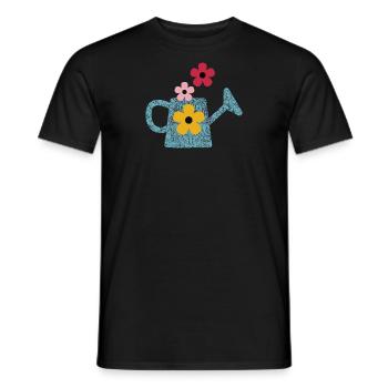 Arrosoir avec des fleurs - T-shirt homme - noir - Devant - AI Model Male 178 light (178cm)