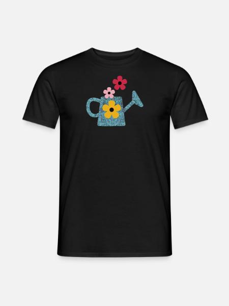 Arrosoir avec des fleurs - T-shirt homme - noir