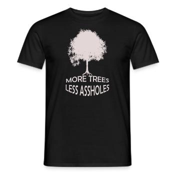 More trees, less assholes Essential - Men's T-Shirt - black - Front - AI Model Male 178 light (178cm)