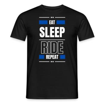 manger dormir ride répéter idée cadeau moto vélo - T-shirt homme - noir - Devant - AI Model Male 178 light (178cm)