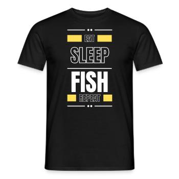 eat sleep fish repeat gift idea saying fishing - Men's T-Shirt - black - Front - AI Model Male 178 light (178cm)