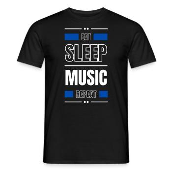 eat sleep music repeat gift idea saying - Men's T-Shirt - black - Front - AI Model Male 178 light (178cm)
