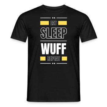 eat sleep wuff repeat gift idea saying dog - Men's T-Shirt - black - Front - AI Model Male 178 light (178cm)