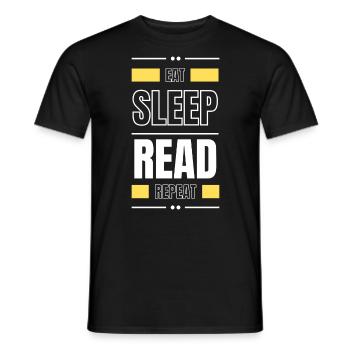 manger dormir lire répéter l’idée cadeau lire le slogan - T-shirt homme - noir - Devant - AI Model Male 178 light (178cm)