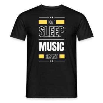 eat sleep music repeat gift idea saying - Men's T-Shirt - black - Front - AI Model Male 178 light (178cm)