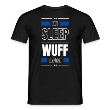 eat sleep wuff repeat gift idea saying dog - Men's T-Shirt - black - Front - AI Model Male 178 light (178cm)