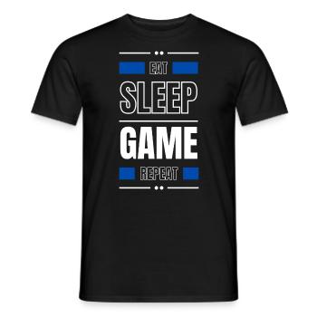 eat sleep game repeat geschenk idee spruch gamer - Männer T-Shirt - Schwarz - Vorne - AI Model Male 178 light (178cm)