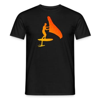 foilwing men wingsurf hydrofoil wingfoil - Men's T-Shirt - black - Front - AI Model Male 178 light (178cm)