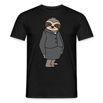 Sloth Woman Office Boss Colleague Work colleague - Men's T-Shirt - black - Front - AI Model Male 178 light (178cm)