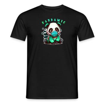 Panda-Pandamic Mignon assis - T-shirt homme - noir - Devant - AI Model Male 178 light (178cm)