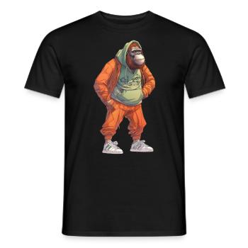 Streetart Orang-Utan Urban Rap Street Affe - Männer T-Shirt - Schwarz - Vorne - AI Model Male 178 light (178cm)