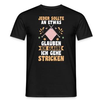 Häkeln Nähen Stricken - Männer T-Shirt - Schwarz - Vorne - AI Model Male 178 light (178cm)